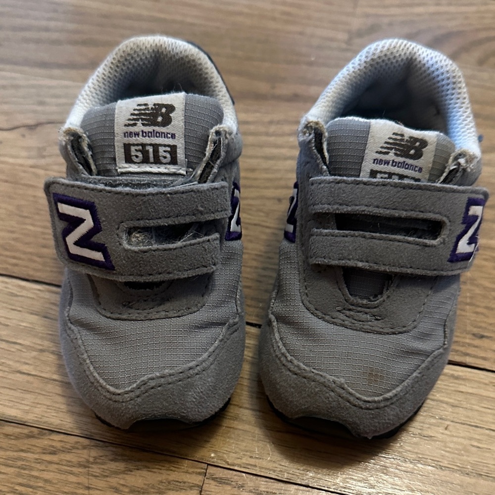 New Balance Toddler Gray Sneakers with Purple Accents